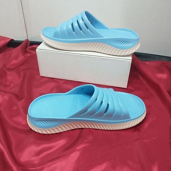 KuaiLu Womens Recovery Sandals  Comfortable SZ 11 Blue/White - Picture 4 of 8